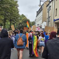 Der Demozug des CSD durch die ganze Stadt
