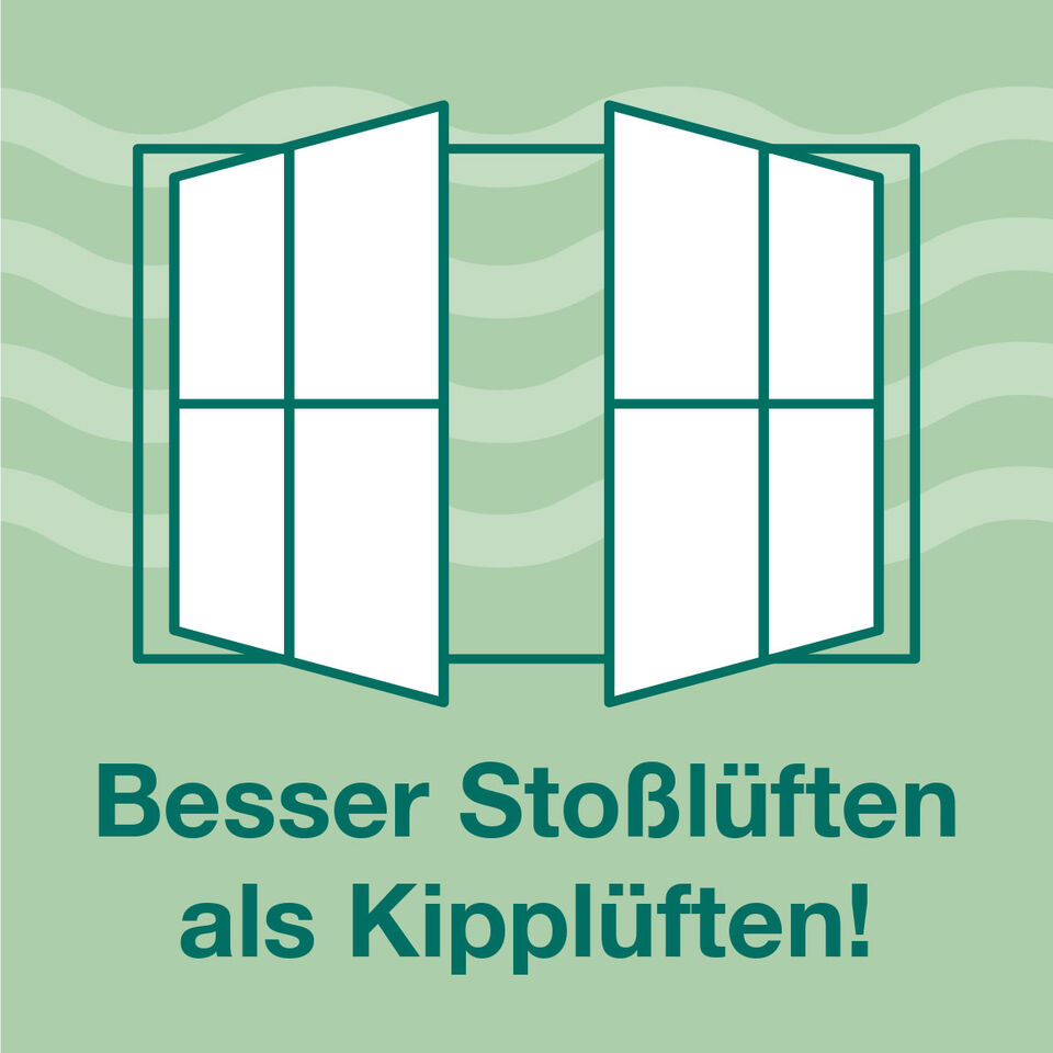 "Besser Stoßlüften als Kipplüften" Bild eines offenen Fensters